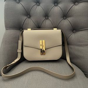DeMellier London Vancouver Leather Shoulder Bag Taupe Grain